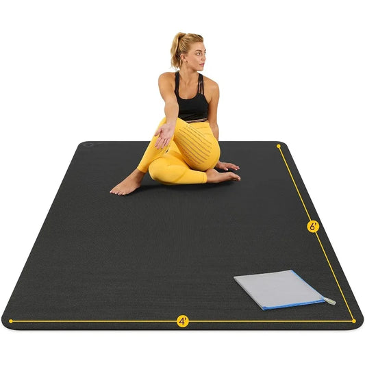 Large Yoga Mat 6'x4'x8mm Extra Thick, Durable, Eco-Friendly, Non-Slip & Odorless