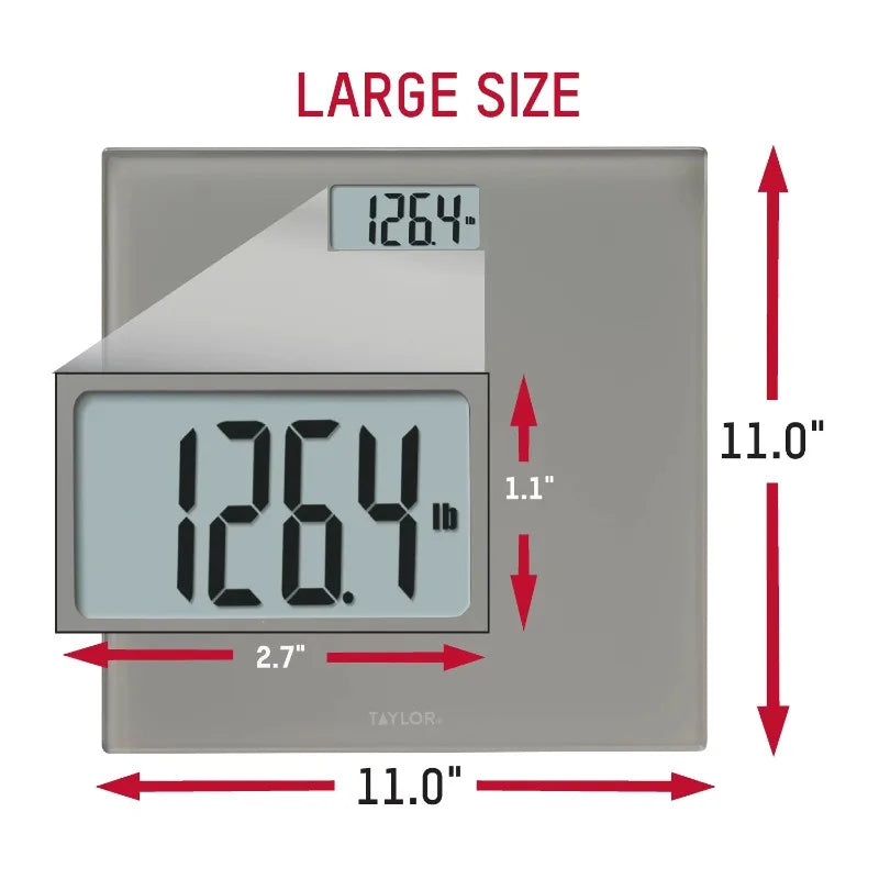 11.0" x 11.0" Digital Bathroom Scale Battery Powered Gray Glass