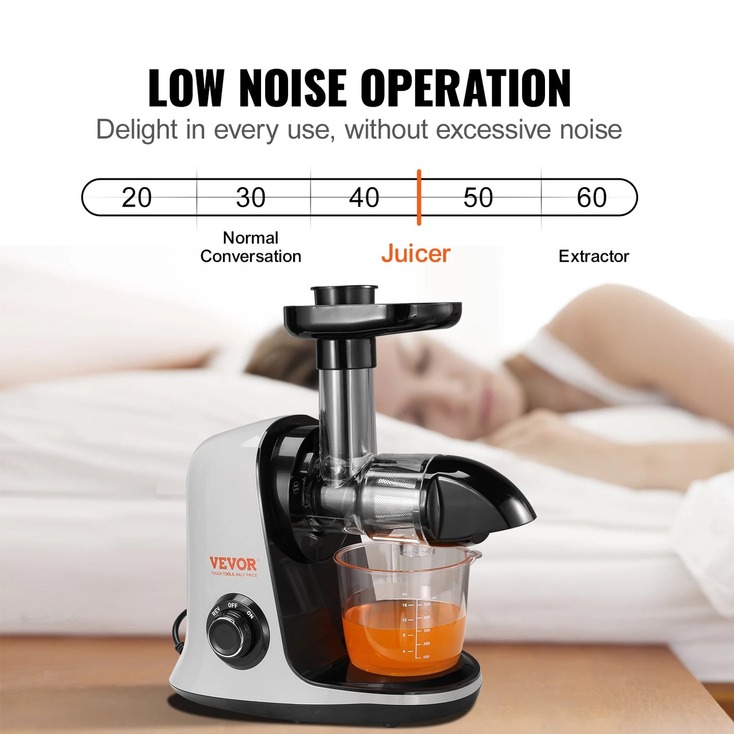 VEVOR Slow Masticating Juicer Cold Press with Reverse Function