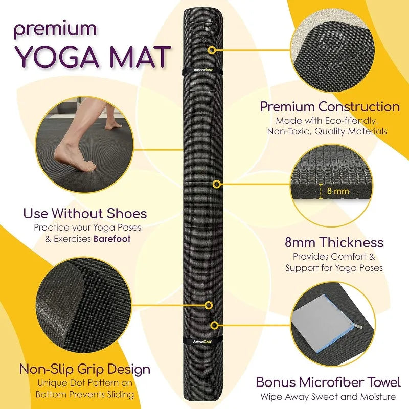 Large Yoga Mat 6'x4'x8mm Extra Thick, Durable, Eco-Friendly, Non-Slip & Odorless