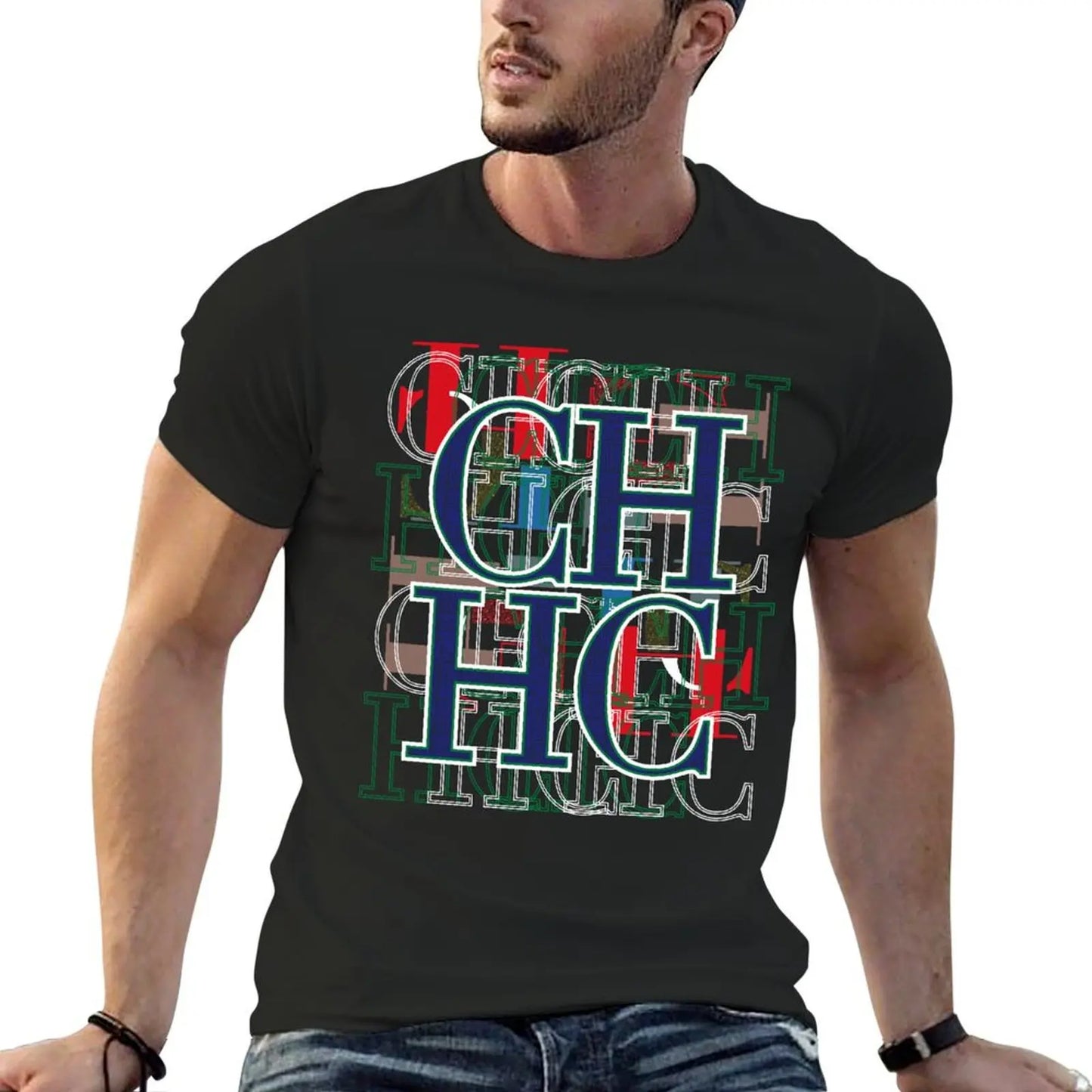 CHCH Men's Letter pattern T-shirt Fashion Simple Casual Shirt