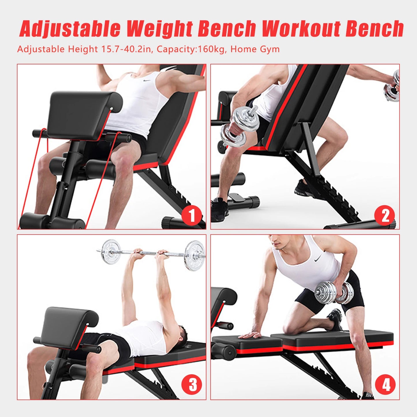 Adjustable Weight Bench Incline Decline Exercise, Home Gym, Strength Training