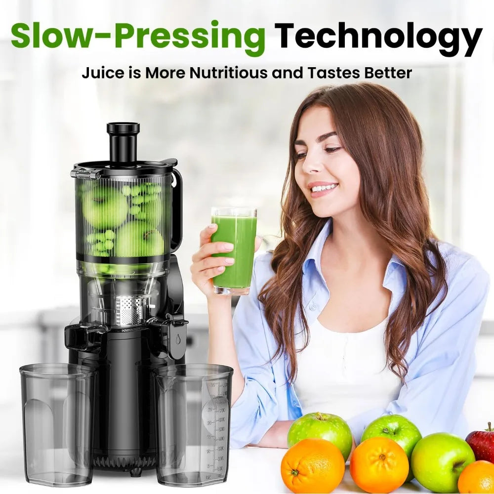 Press Juicer, Slow Masticating Machines with 5.3" Extra Large Feed Chute