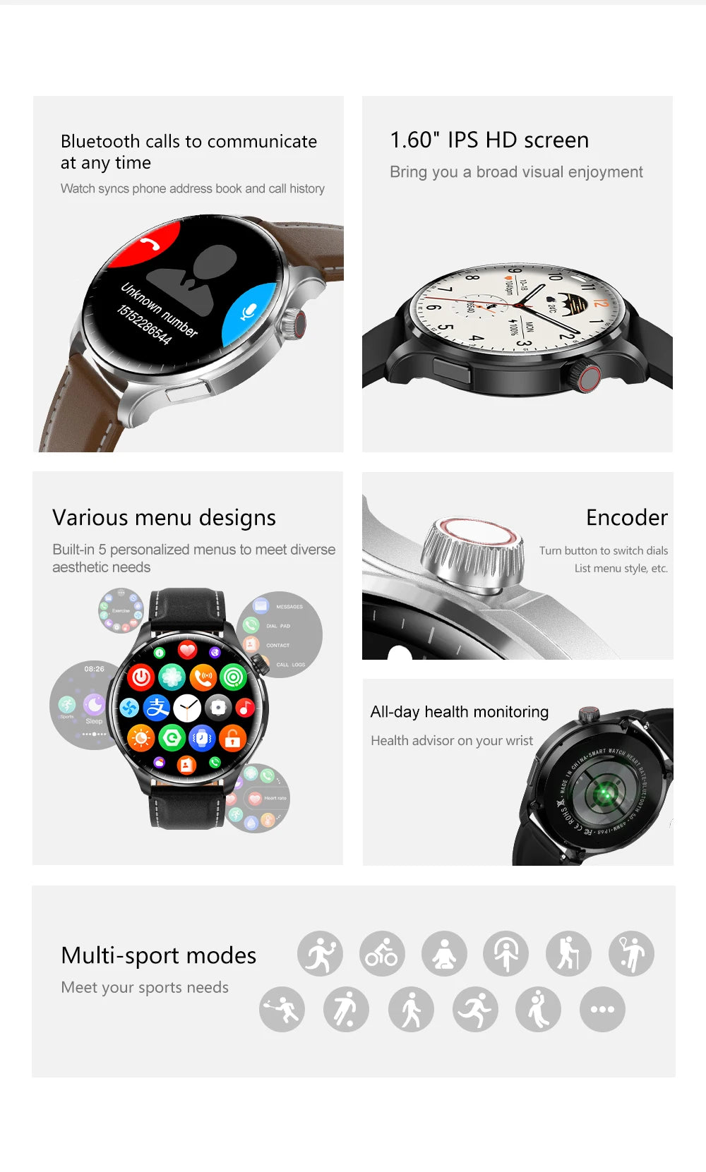 High-definition Bluetooth calling smartwatch 1.53 inch 360