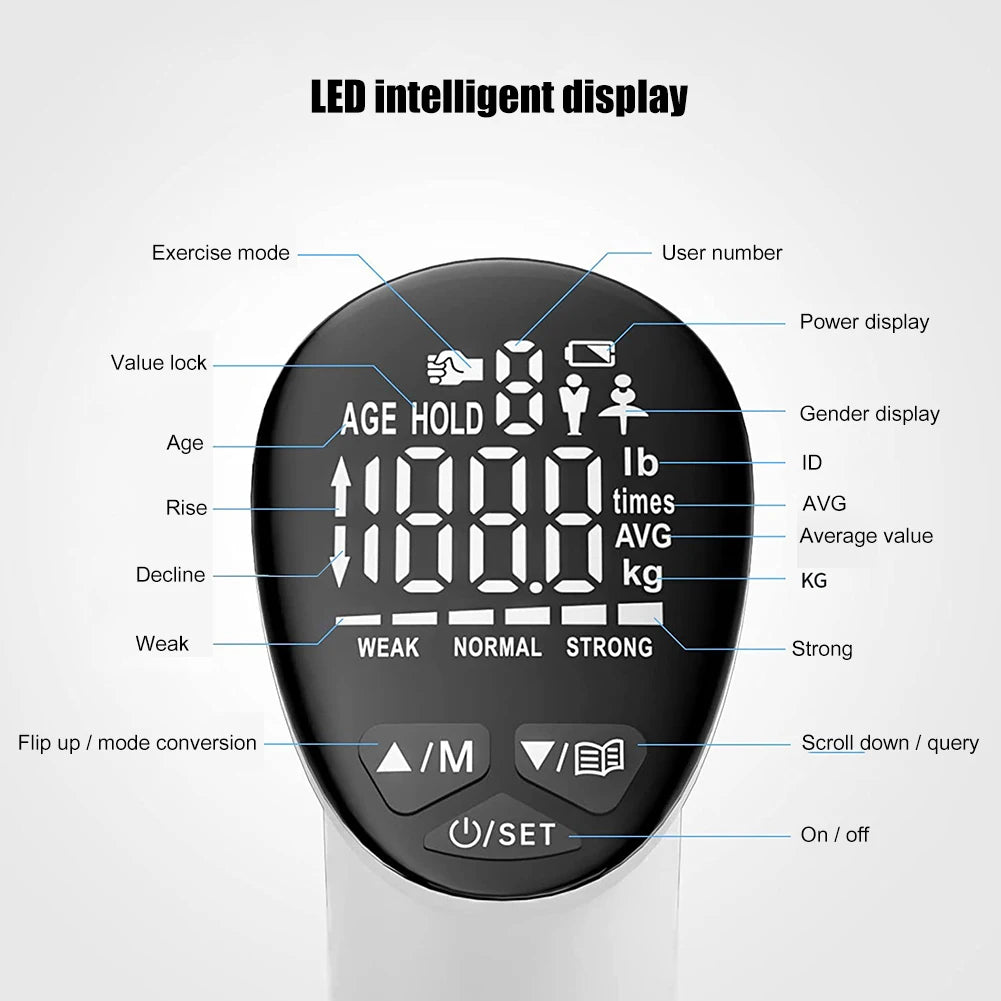 Electronic Grip Power Trainer Auto Capturing LED Display Digital Hand Grip