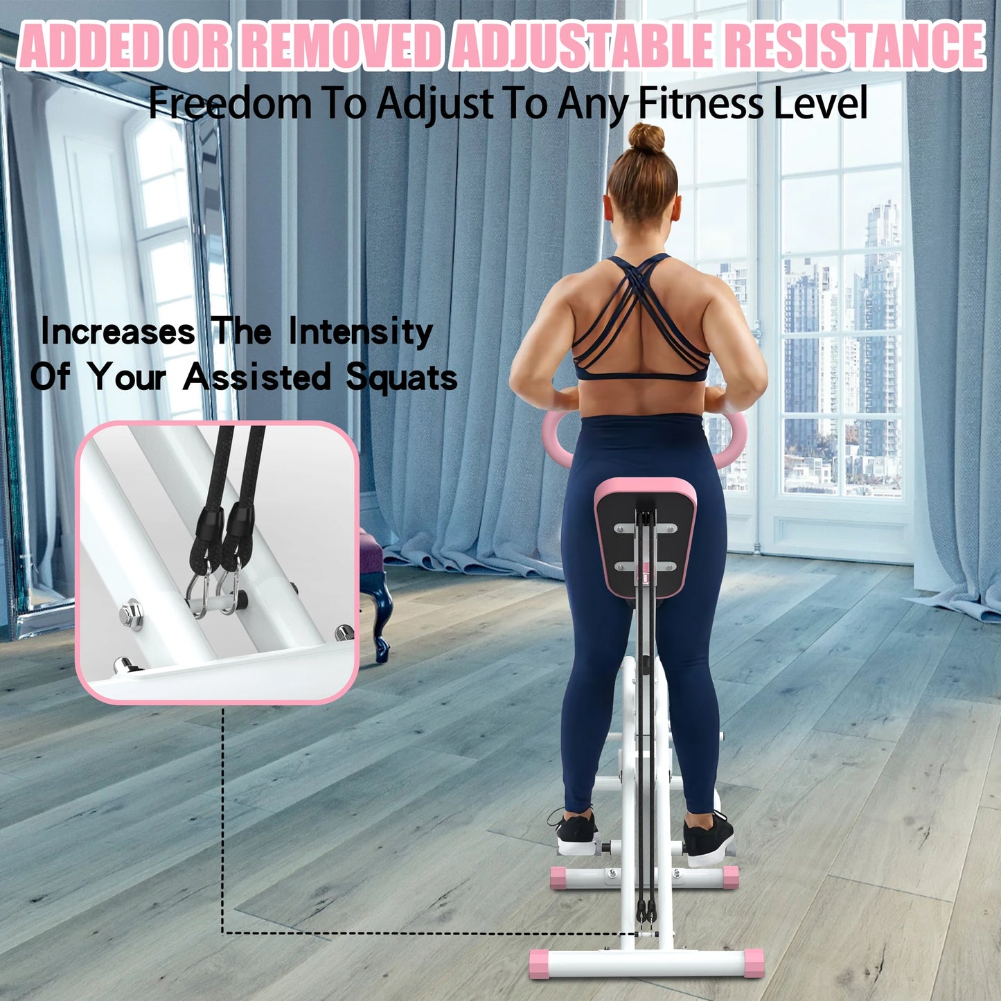 Squat machine, gluteus maximus training, foldable resistance band