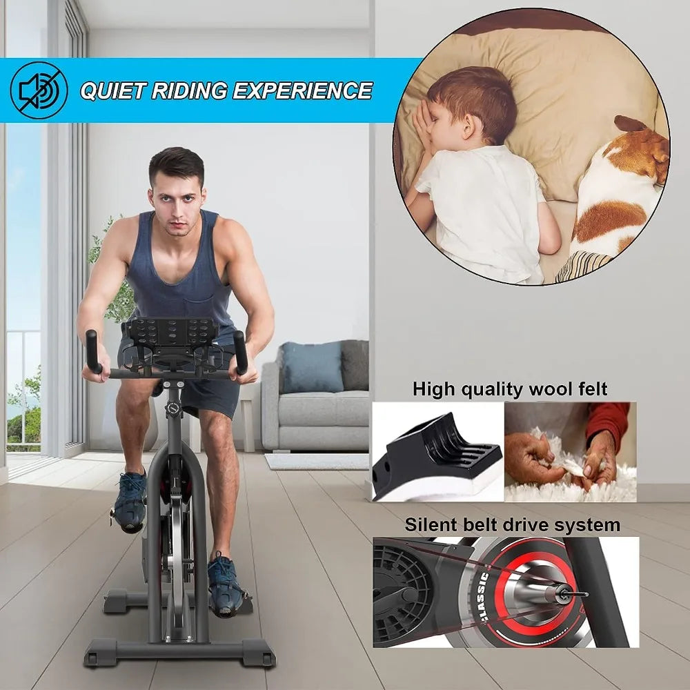 Workout Bike with Saddle Cover, Ipad Mount & LCD Monitor,