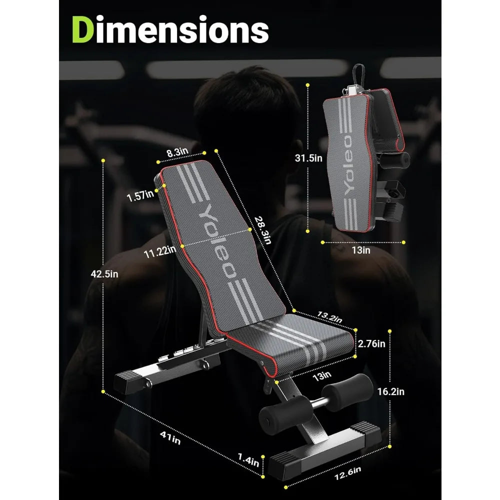 Adjustable Weight Bench for Full Body Workout; Foldable Home Gym