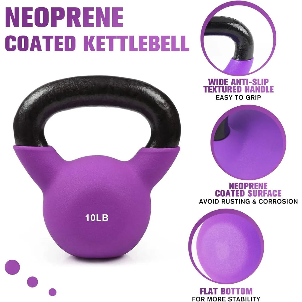 Neoprene Coated Solid Cast Iron Kettlebell for Full Body Workout