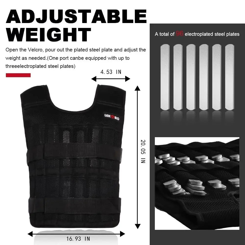 Lekaro Weight-Bearing Vest Adjustable Weight 20kg Weight-Containing Equipment