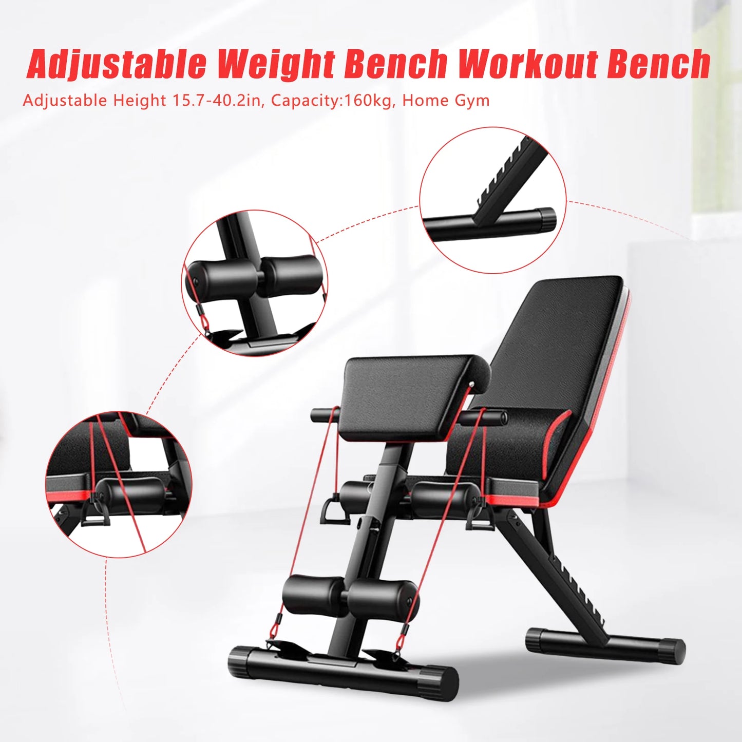 Adjustable Weight Bench Incline Decline Exercise, Home Gym, Strength Training