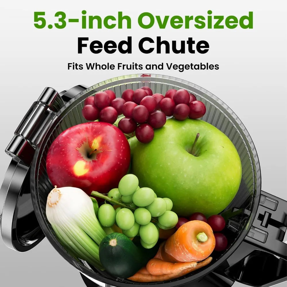 Press Juicer, Slow Masticating Machines with 5.3" Extra Large Feed Chute