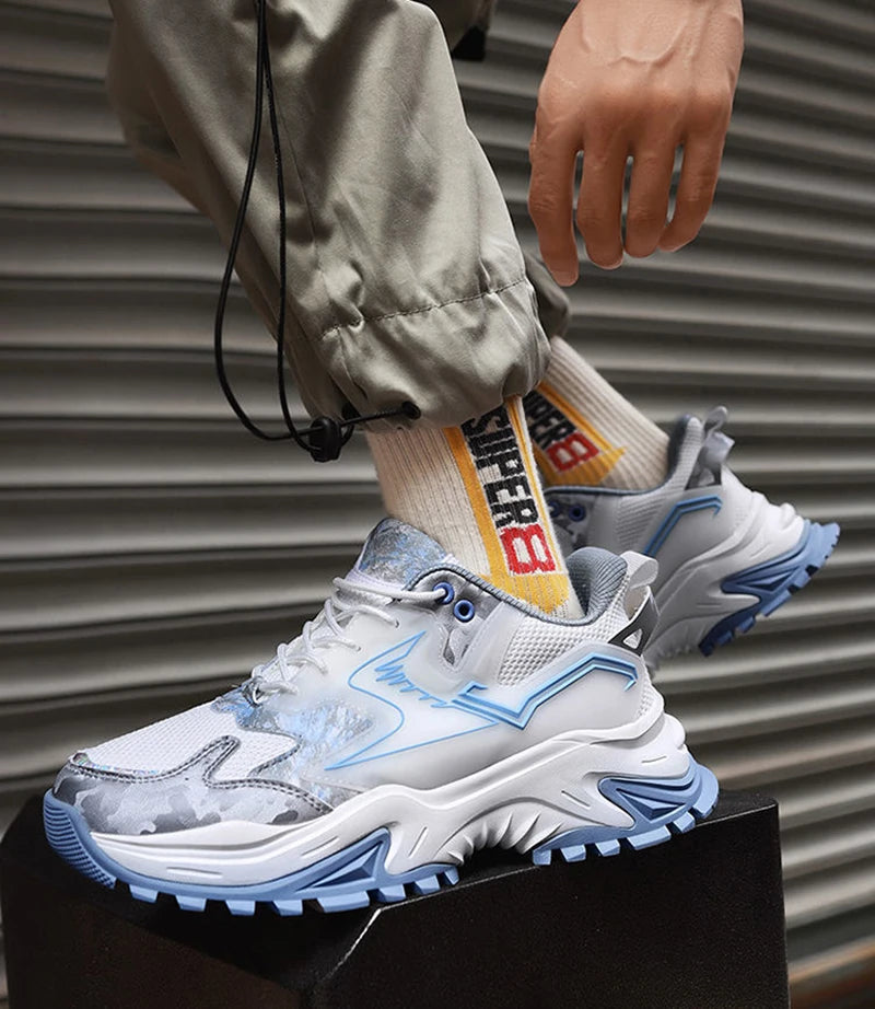 Men Fashion Luxury Sneakers Mesh Lace Up Platform Running Shoes
