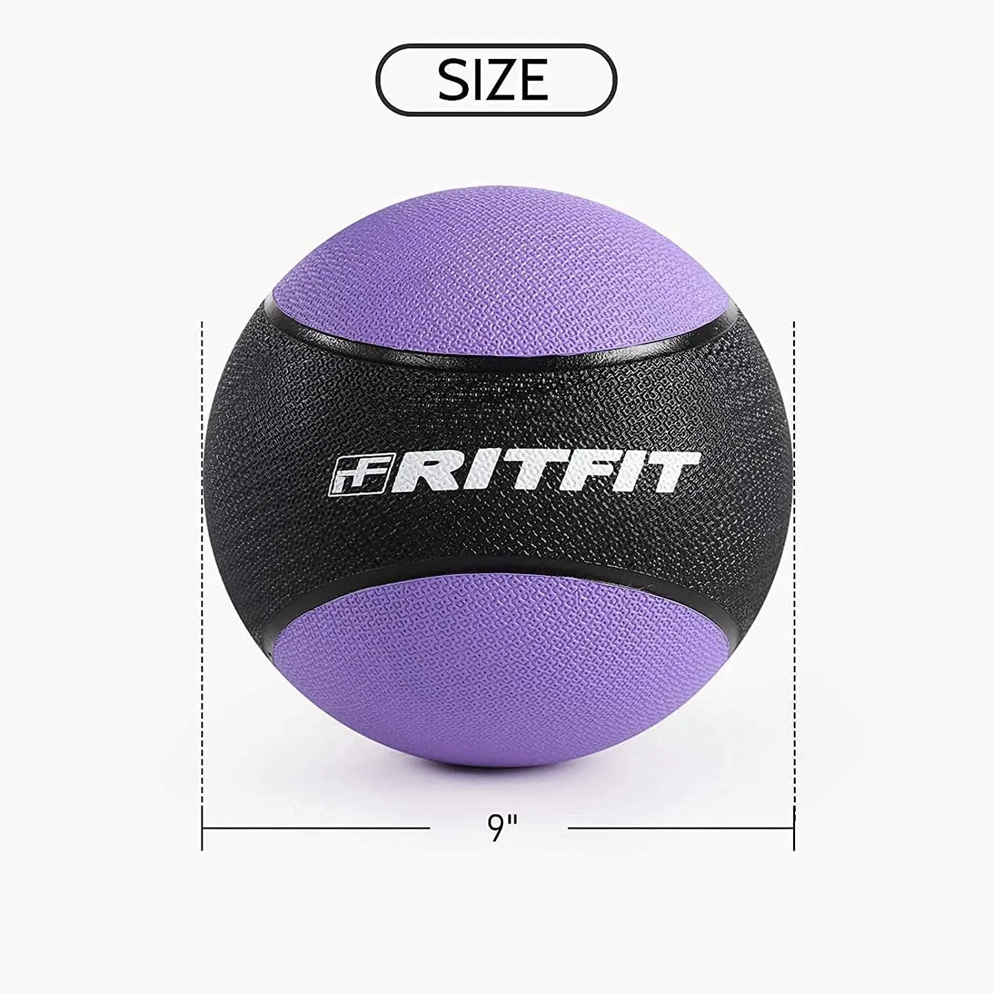 Weighted Medicine Ball - Non-Slip Rubber Shell & Dual Texture Grip