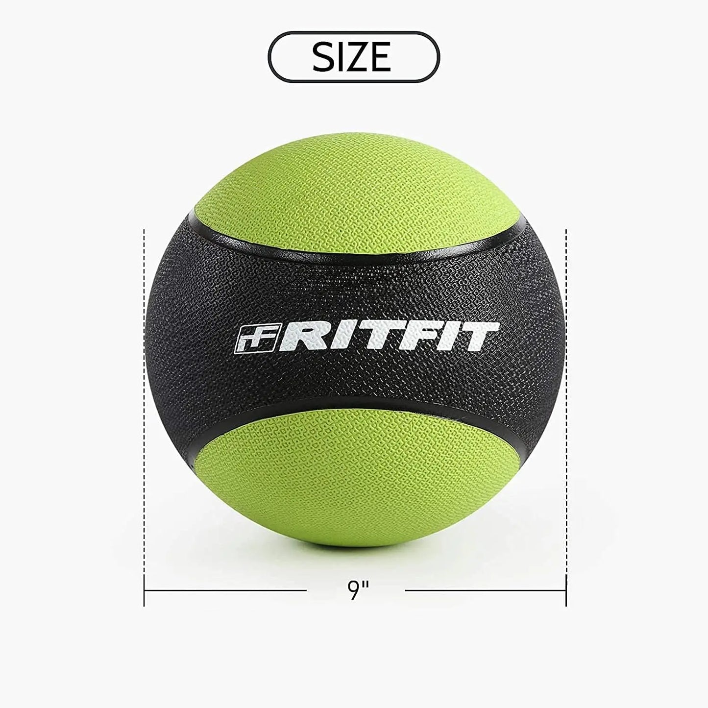 Weighted Medicine Ball - Non-Slip Rubber Shell & Dual Texture Grip