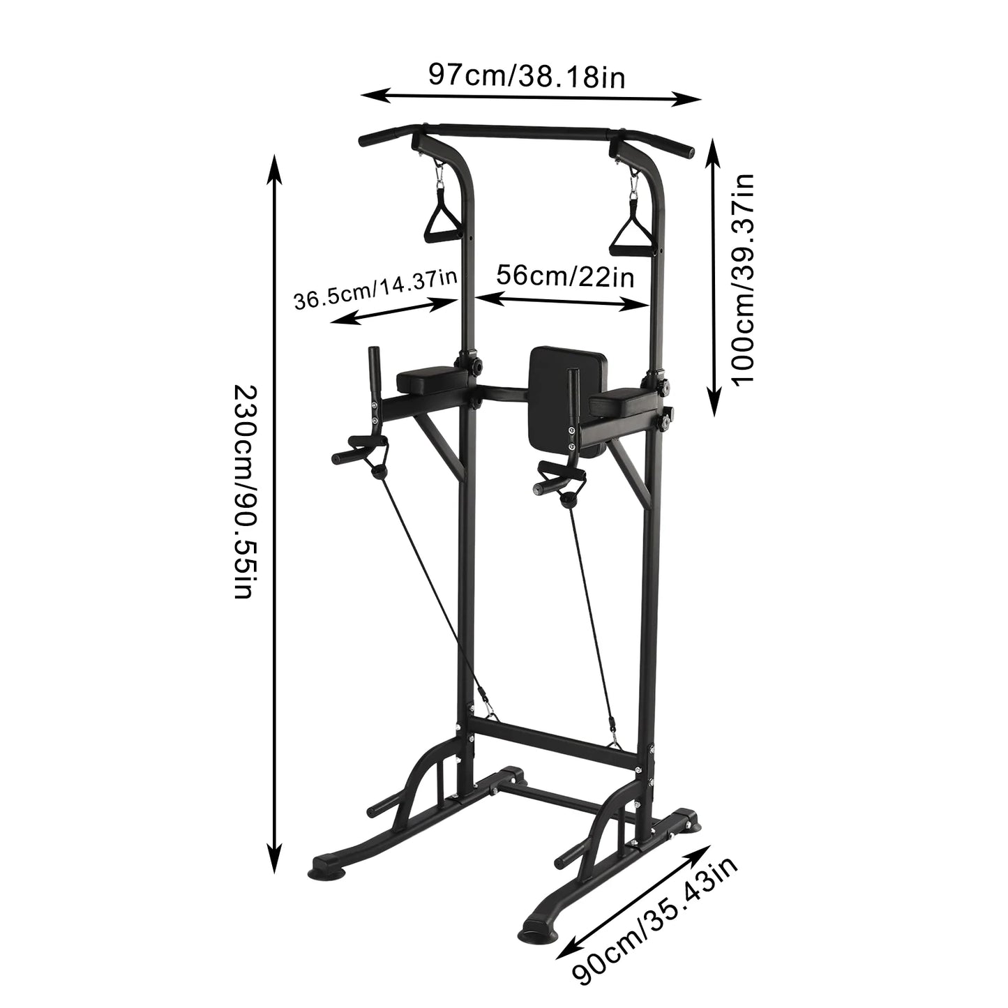 Adjustable Height Pull Up Dip Station, Functional Fitness Gym