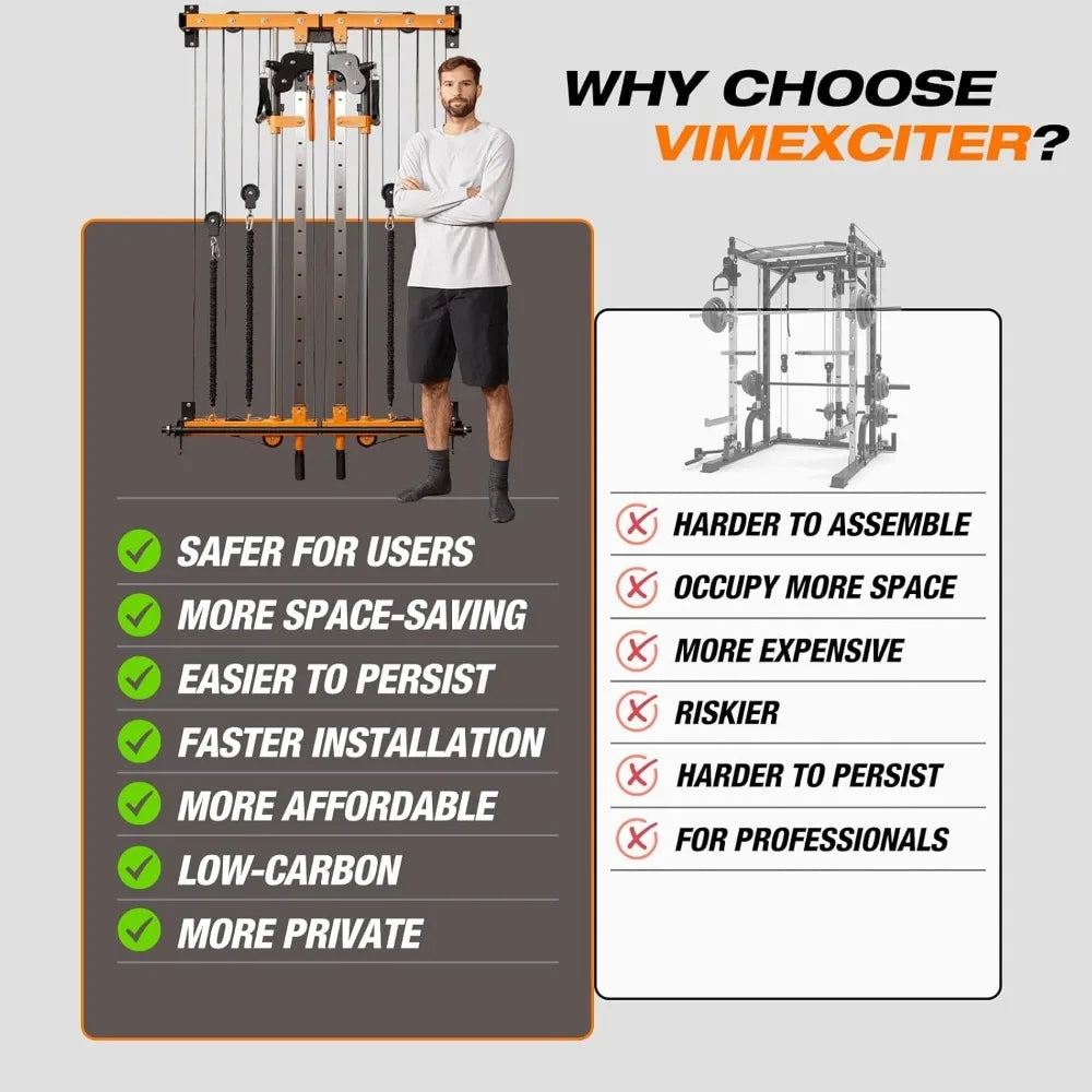 Wall Mount Smith Machine, Power Cage Rack, Cable Crossover Machine