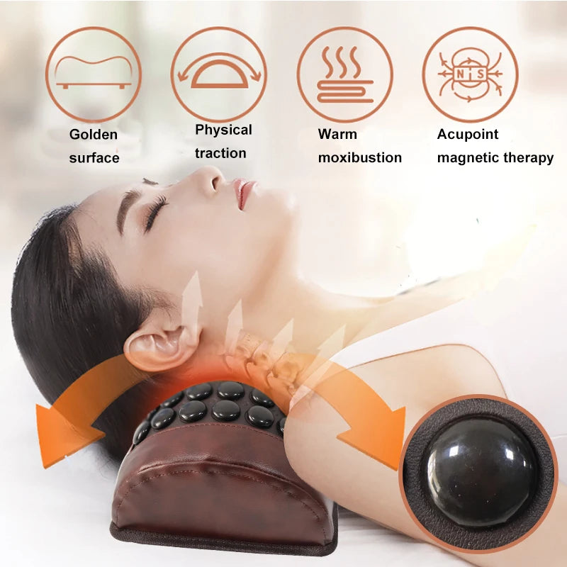 Jade Tourmaline Heating Pillow Far Infrared Heated Massage Bolster Neck Pillow