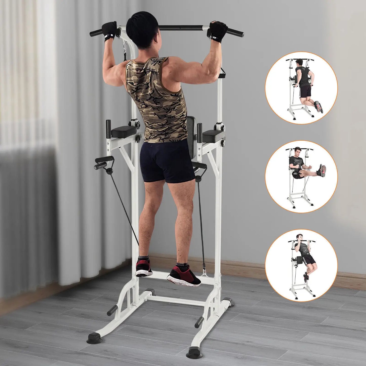 Adjustable Height Pull Up Dip Station, Functional Fitness Gym