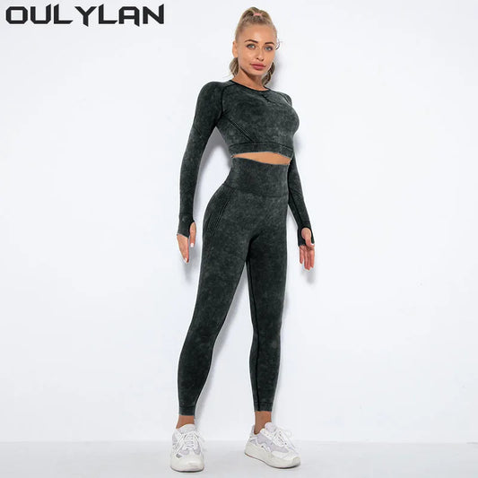 Oulylan Workout Pant Seamless Yoga Set Fitness Sports Suits Gym