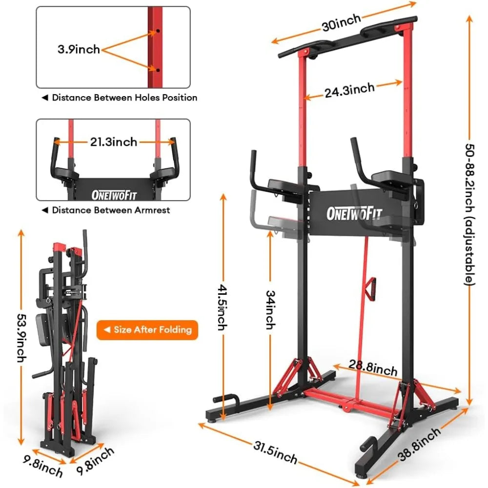 Power Tower Pull Up Bar Station, Multi-Function Adjustable Height