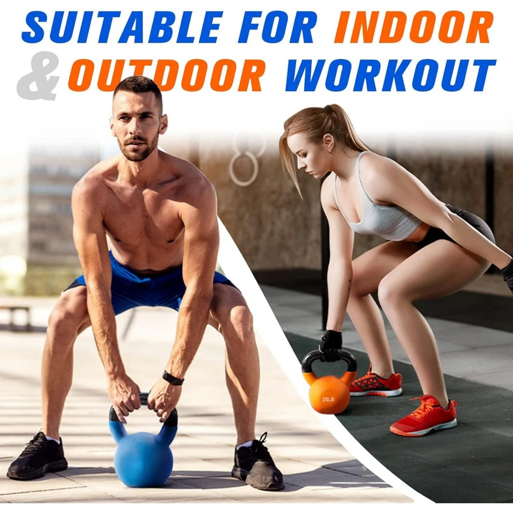 Neoprene Coated Solid Cast Iron Kettlebell for Full Body Workout