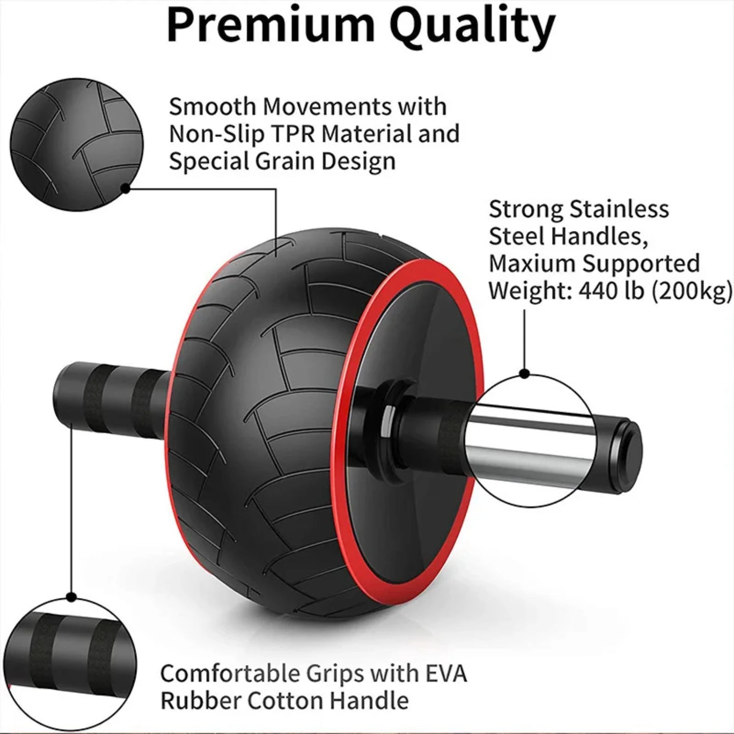 Abdominal Trainer Widened Silent Detachable Ab Wheel Combo Kit