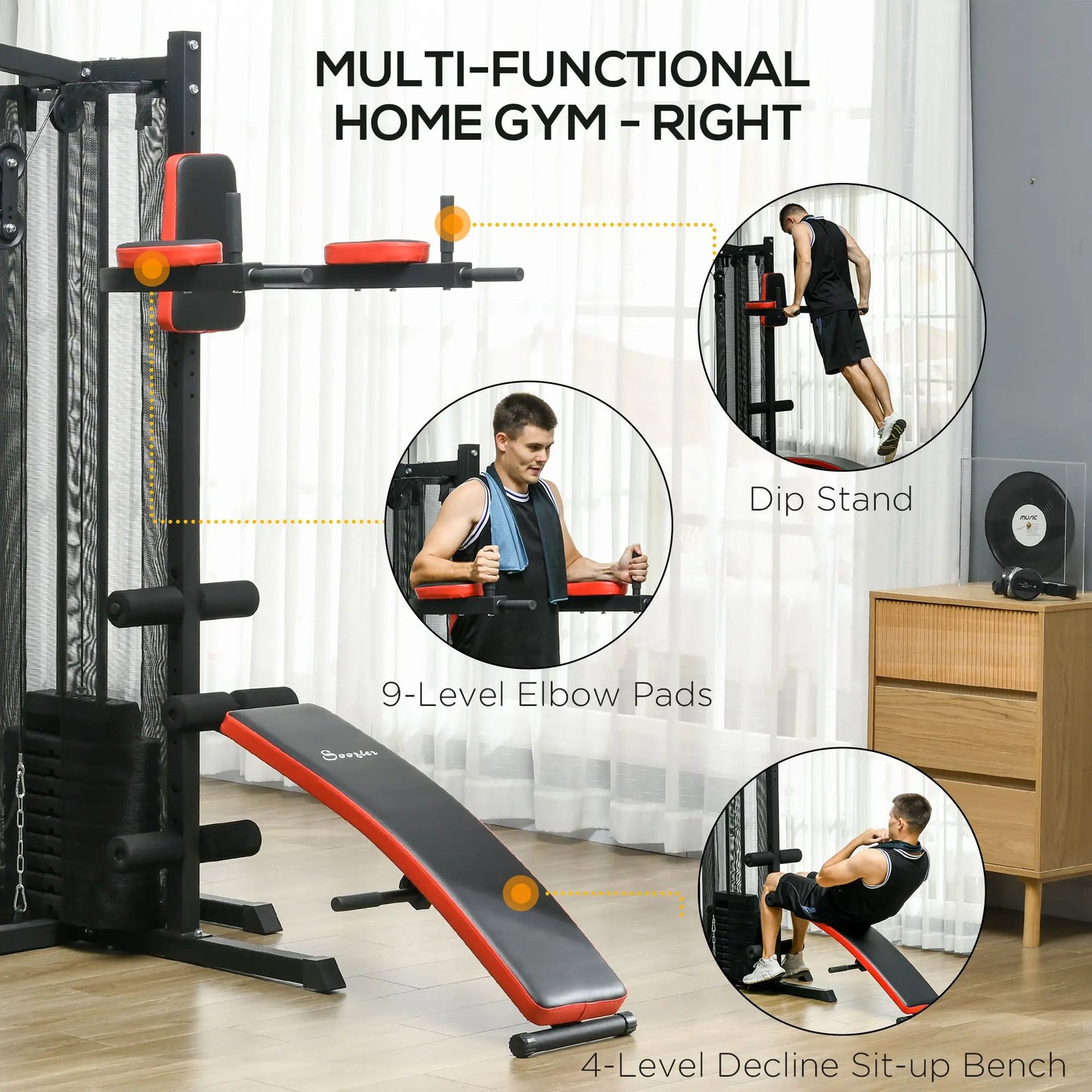 Multi Home Gym Equipment, Workout Station with Sit up Bench,