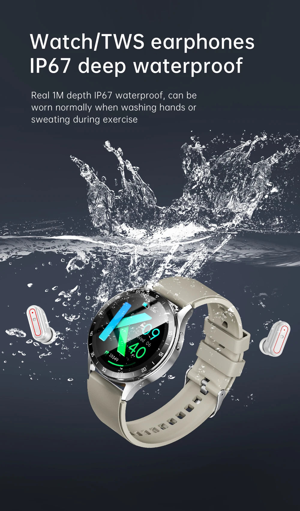 Gejian Watch AMOLED Smart Watch Men's Heart Rate Bluetooth Call