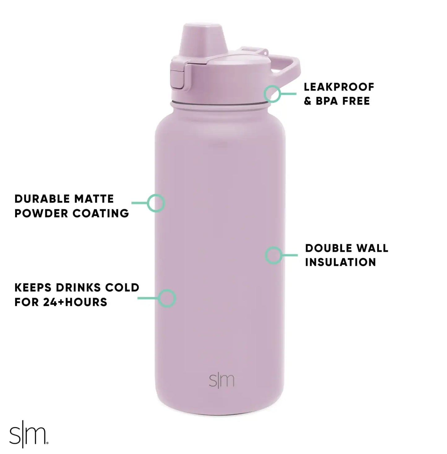 32 fl oz Stainless Steel Summit Water Bottle, Silicone Straw Lid|Lavender Mist