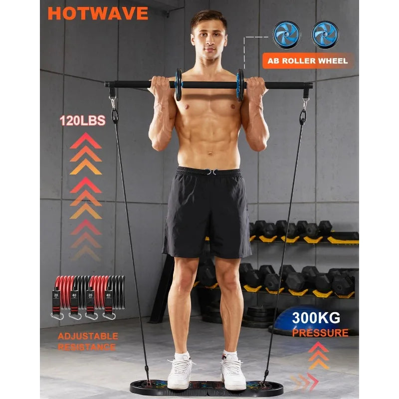 HOTWAVE Portable Exercise Equipment, 16 Gym Accessories 20 in 1 Push Up Board