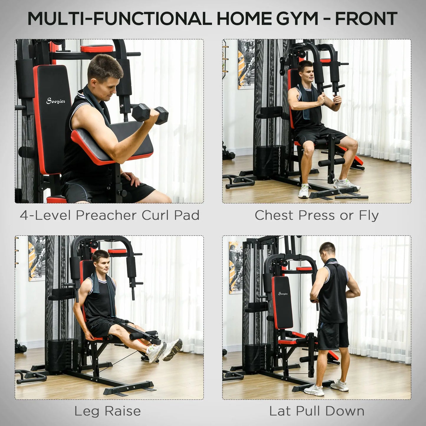 Multi Home Gym Equipment, Workout Station with Sit up Bench,