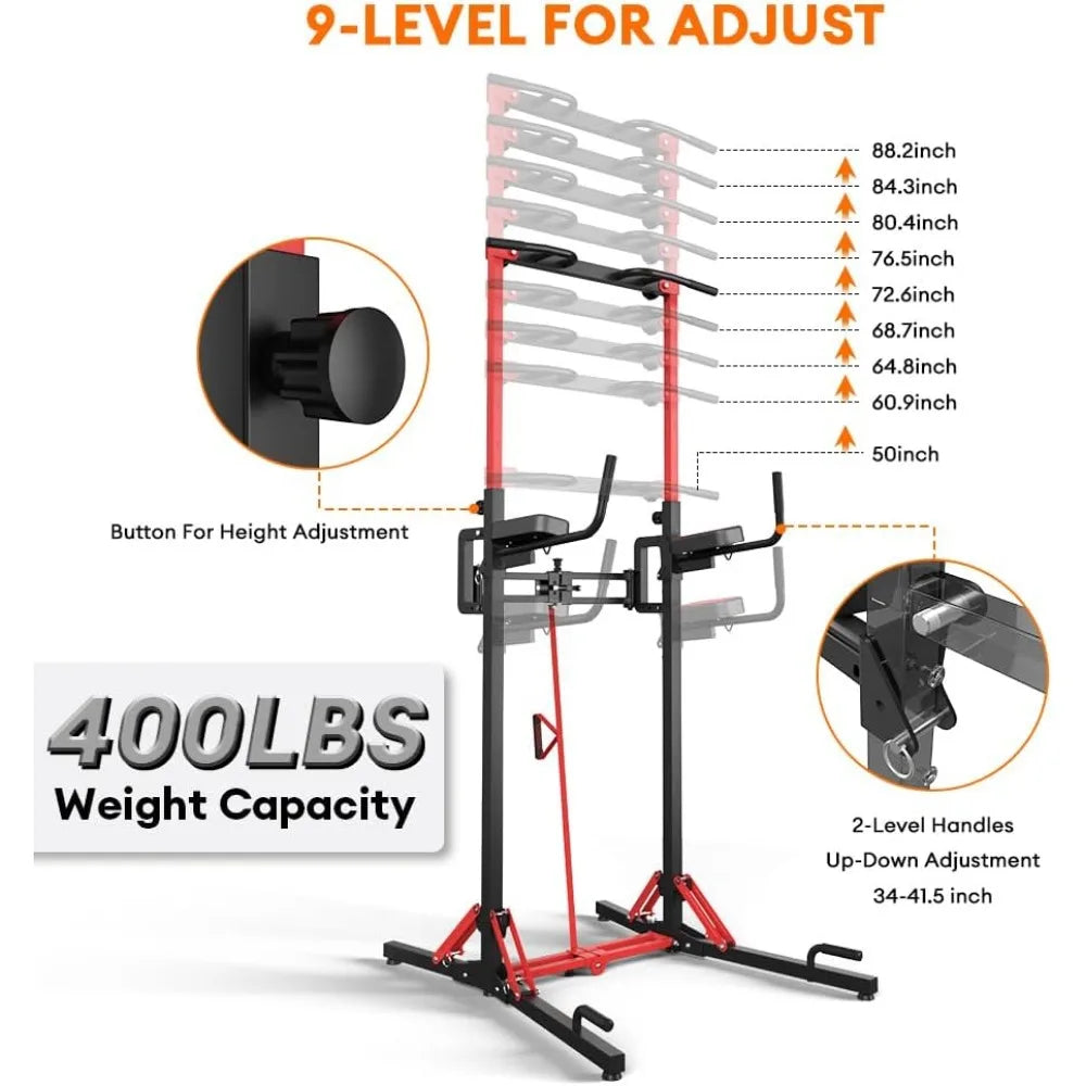 Power Tower Pull Up Bar Station, Multi-Function Adjustable Height